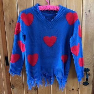 Oversized Off The Shoulder Pullover V Neck Knit Sweater